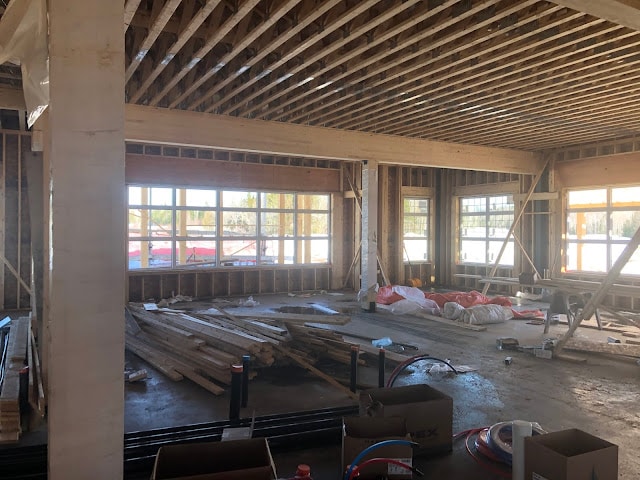 The ground floor where the restaurant will be situated. This room is under construction.