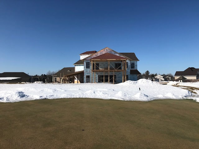 Another view of the clubhouse from the 9 green. The clubhouse is under construction.